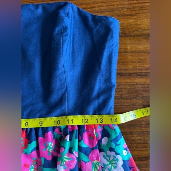 Lilly Pulitzer Lottie Navy Cherry Floral Strapless Dress size 8 - Picture 12 of 13